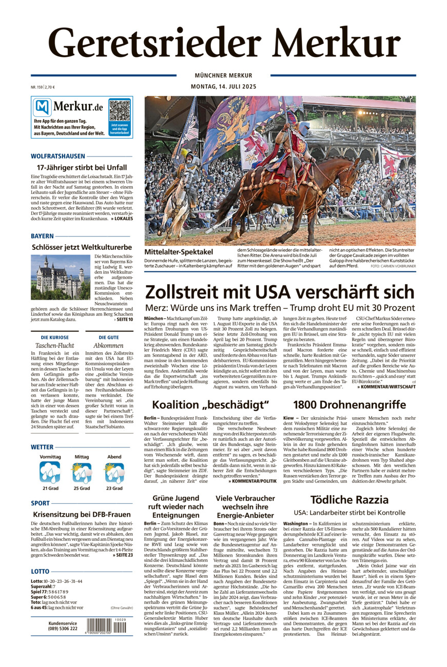 Geretsrieder Merkur vom Montag, 14.07.2025