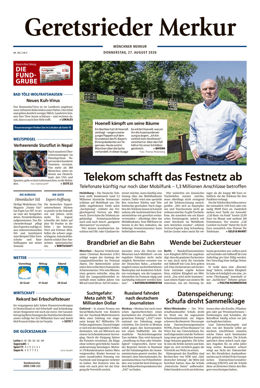 Geretsrieder Merkur vom Donnerstag, 27.08.2026