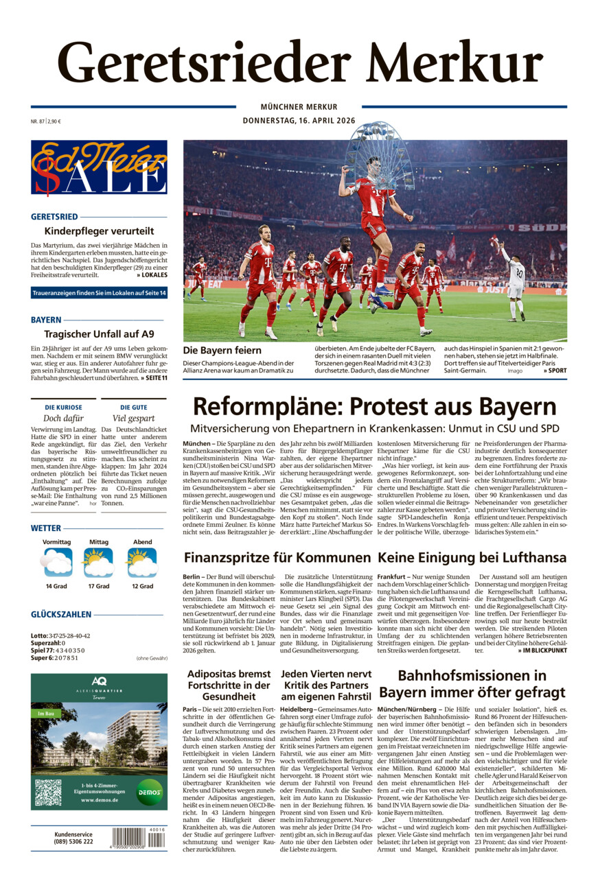 Geretsrieder Merkur vom Donnerstag, 16.04.2026