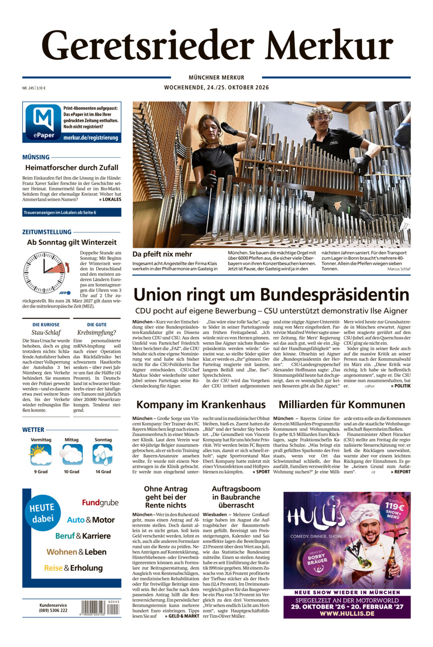 Geretsrieder Merkur vom Samstag, 24.10.2026
