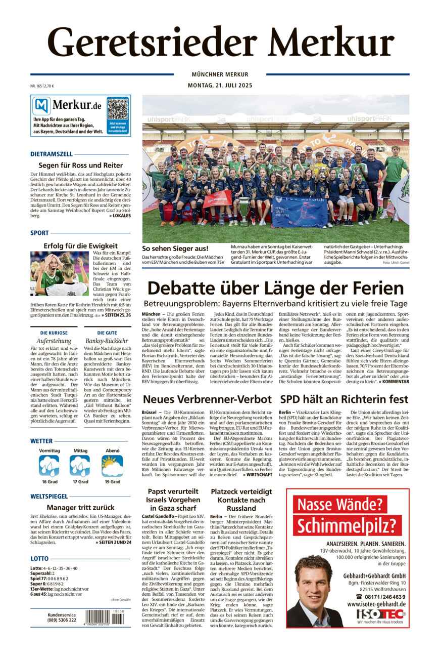 Geretsrieder Merkur vom Montag, 21.07.2025