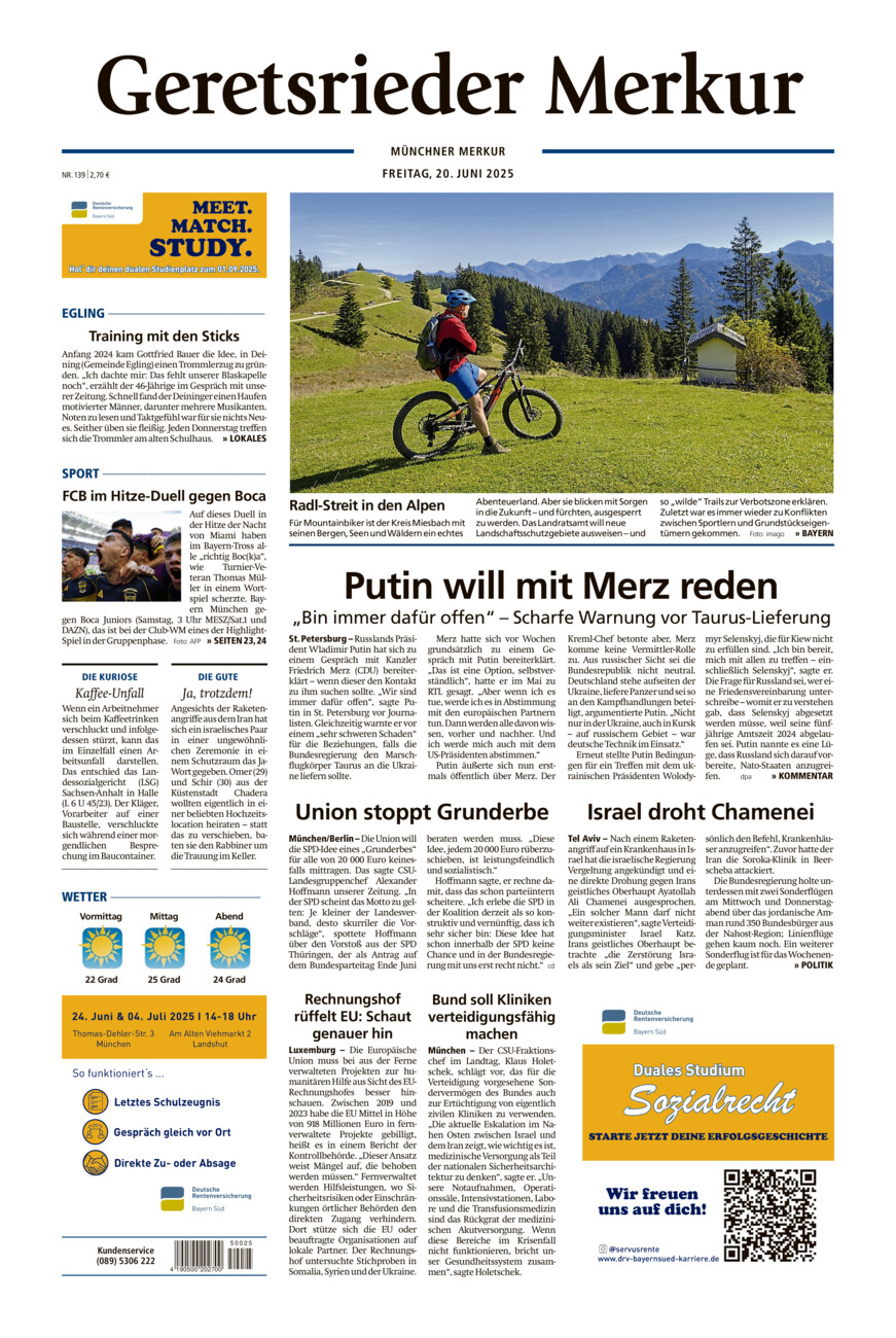 Geretsrieder Merkur vom Freitag, 20.06.2025