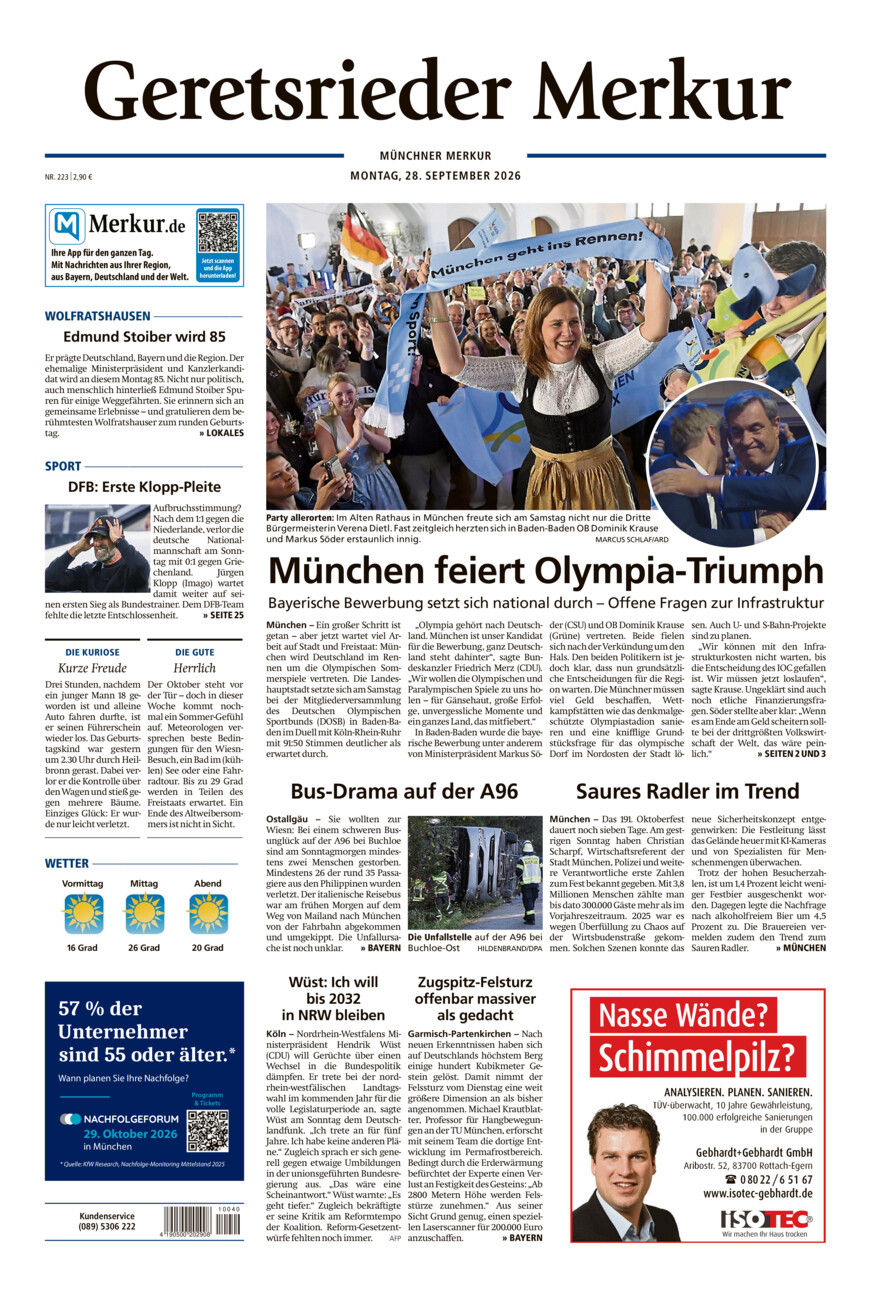 Geretsrieder Merkur vom Montag, 28.09.2026