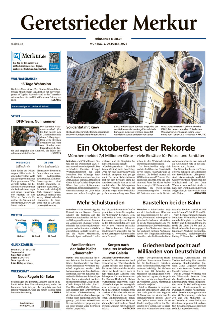 Geretsrieder Merkur vom Montag, 05.10.2026