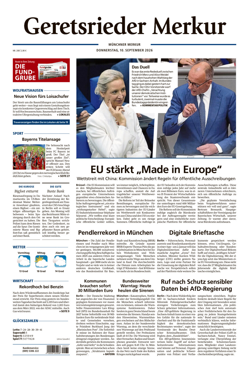Geretsrieder Merkur vom Donnerstag, 10.09.2026