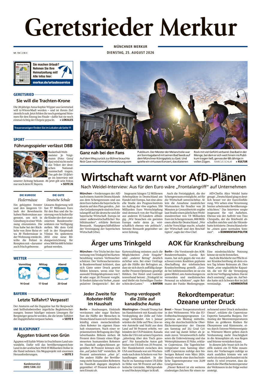 Geretsrieder Merkur vom Dienstag, 25.08.2026