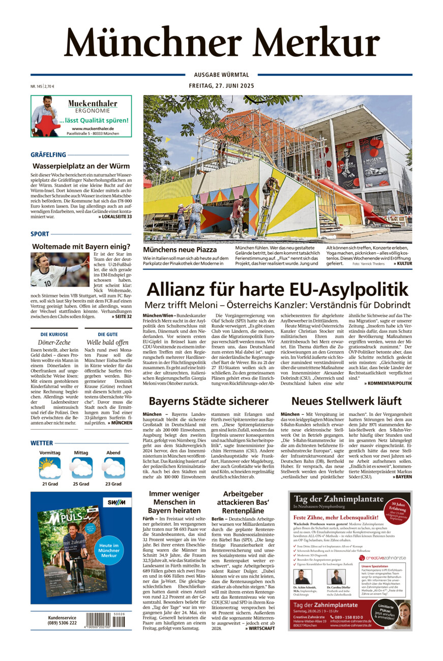 Münchner Merkur - Würmtal vom Freitag, 27.06.2025