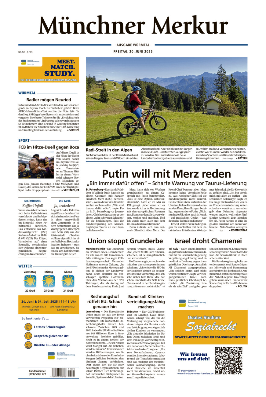 Münchner Merkur - Würmtal vom Freitag, 20.06.2025