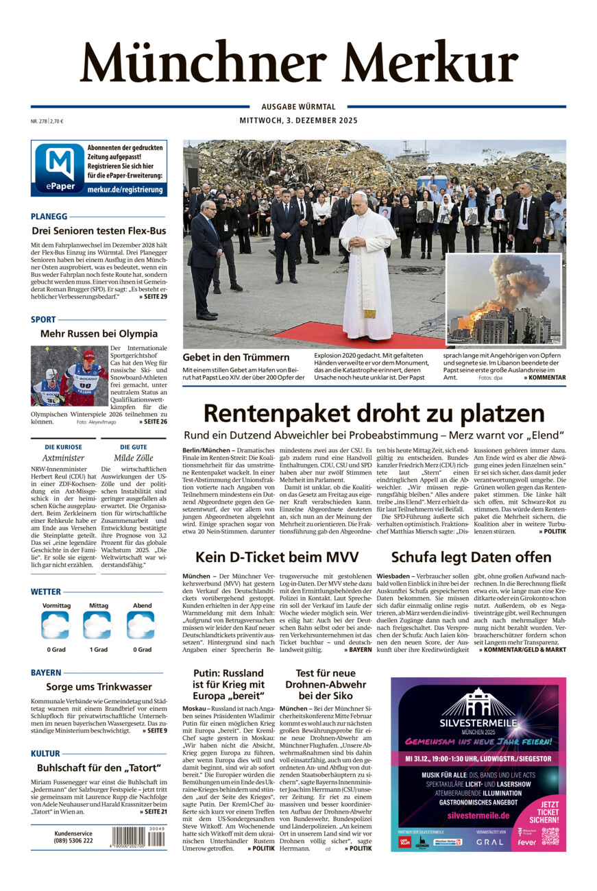 Münchner Merkur - Würmtal vom Mittwoch, 03.12.2025