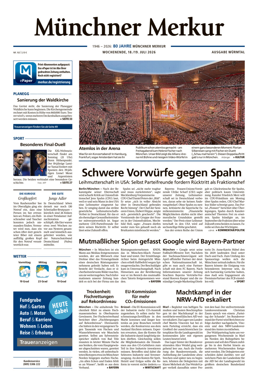 Münchner Merkur - Würmtal vom Samstag, 18.07.2026