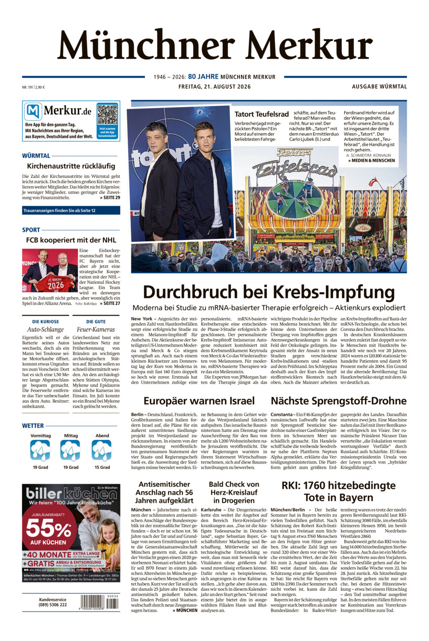 Münchner Merkur - Würmtal vom Freitag, 21.08.2026