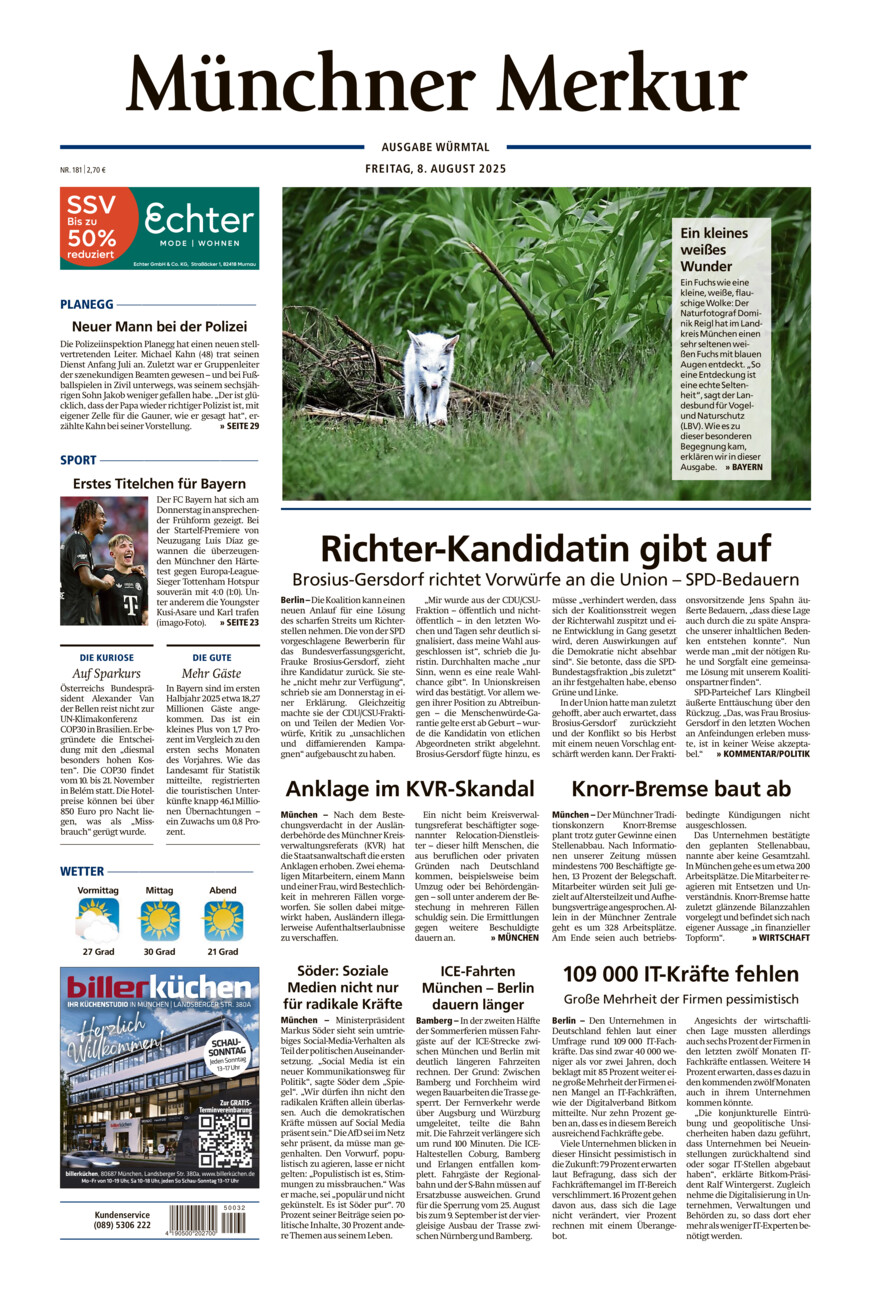 Münchner Merkur - Würmtal vom Freitag, 08.08.2025