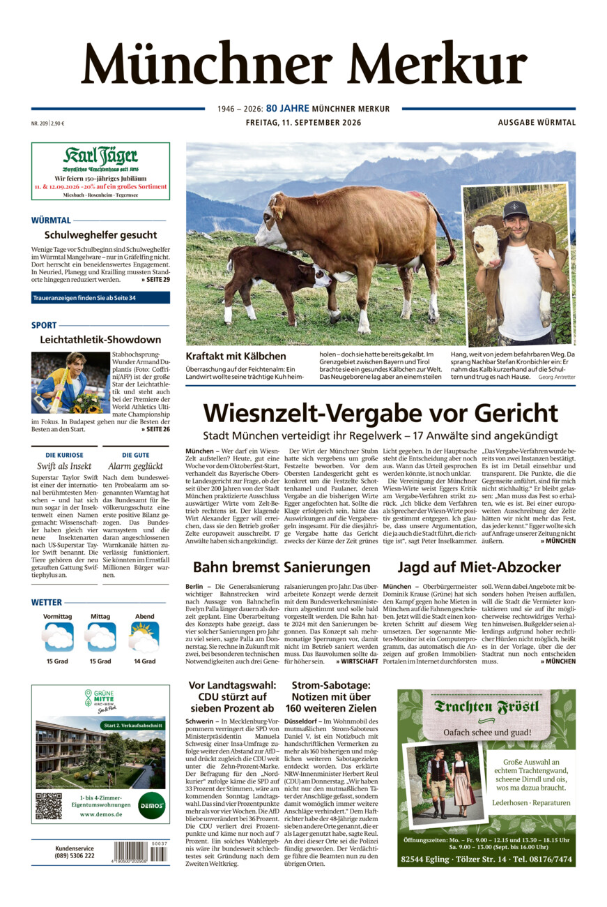 Münchner Merkur - Würmtal vom Freitag, 11.09.2026