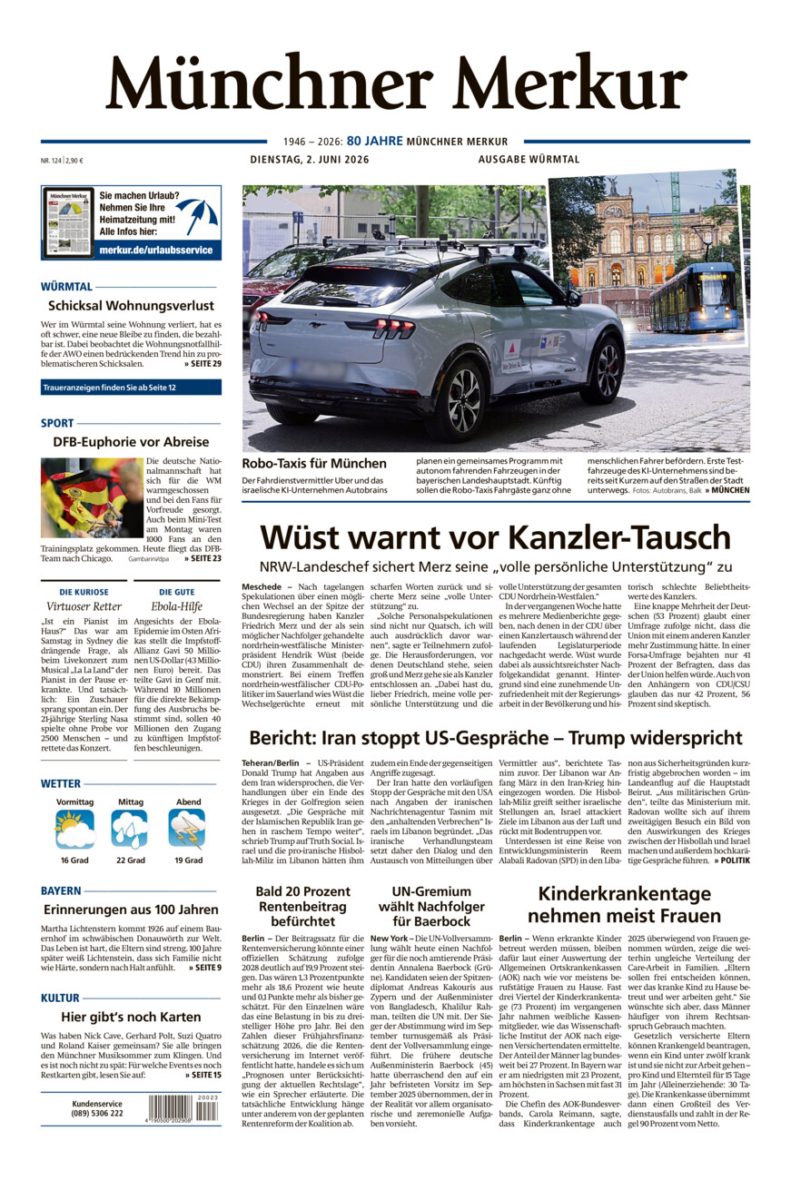 Münchner Merkur - Würmtal vom Dienstag, 02.06.2026