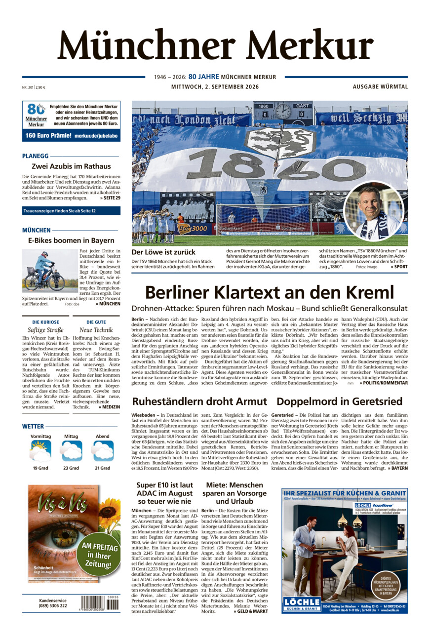 Münchner Merkur - Würmtal vom Mittwoch, 02.09.2026