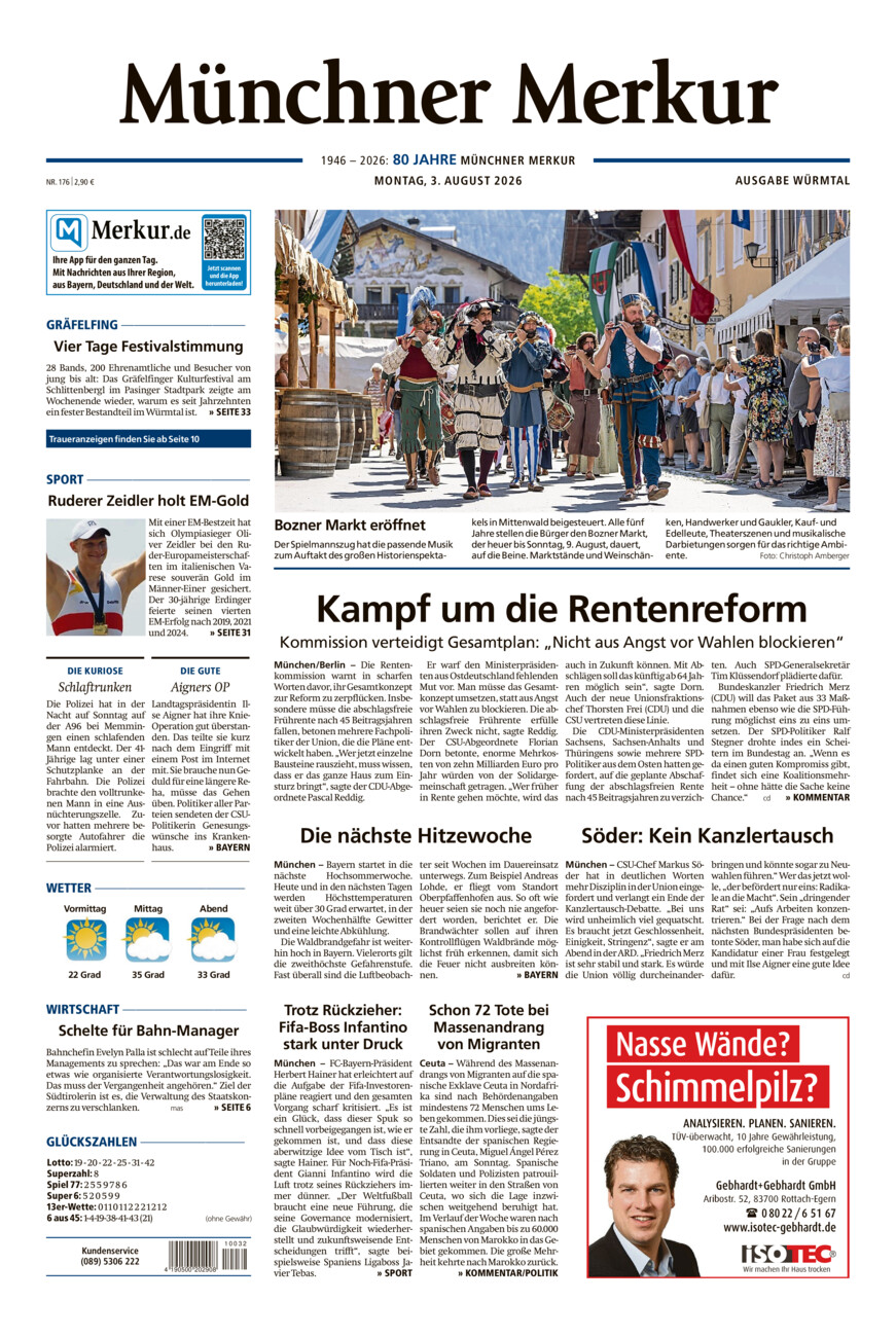 Münchner Merkur - Würmtal vom Montag, 03.08.2026