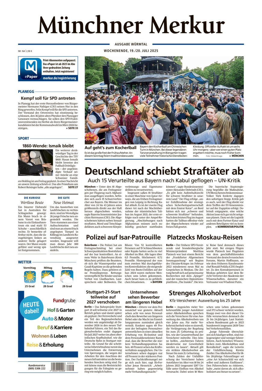 Münchner Merkur - Würmtal vom Samstag, 19.07.2025