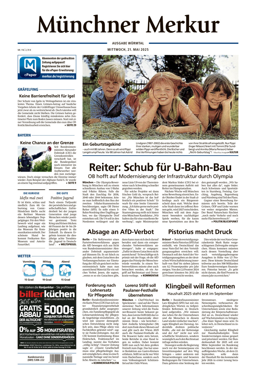Münchner Merkur - Würmtal vom Mittwoch, 21.05.2025