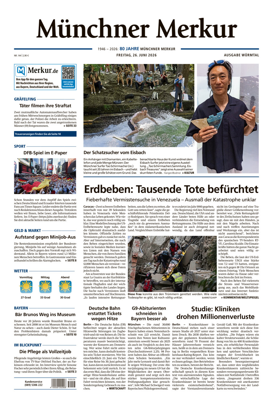 Münchner Merkur - Würmtal vom Freitag, 26.06.2026