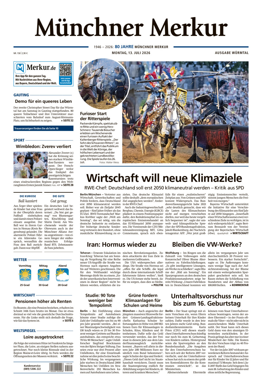 Münchner Merkur - Würmtal vom Montag, 13.07.2026