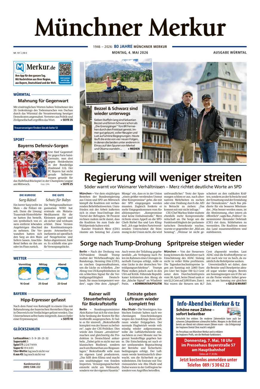 Münchner Merkur - Würmtal vom Montag, 04.05.2026