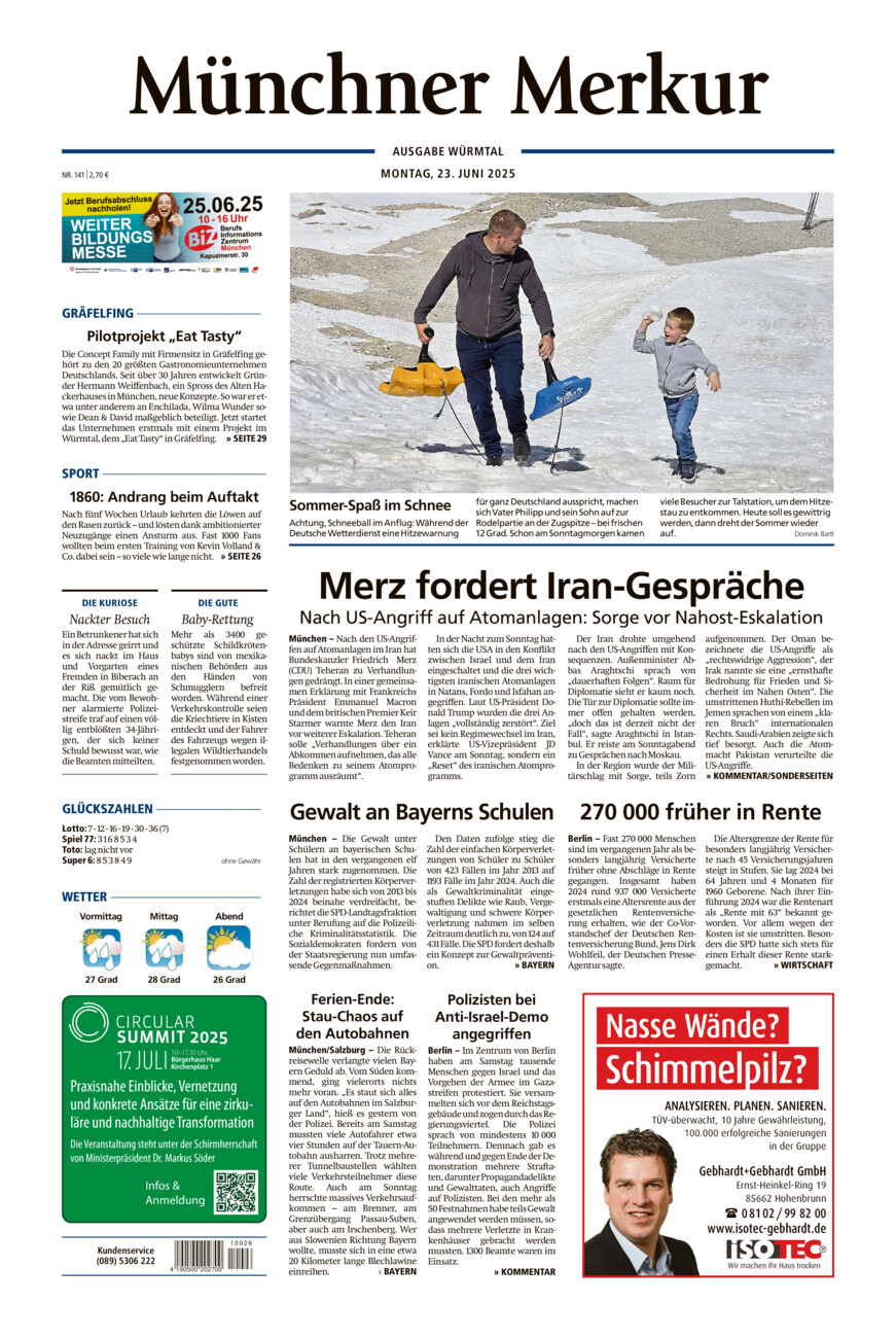 Münchner Merkur - Würmtal vom Montag, 23.06.2025