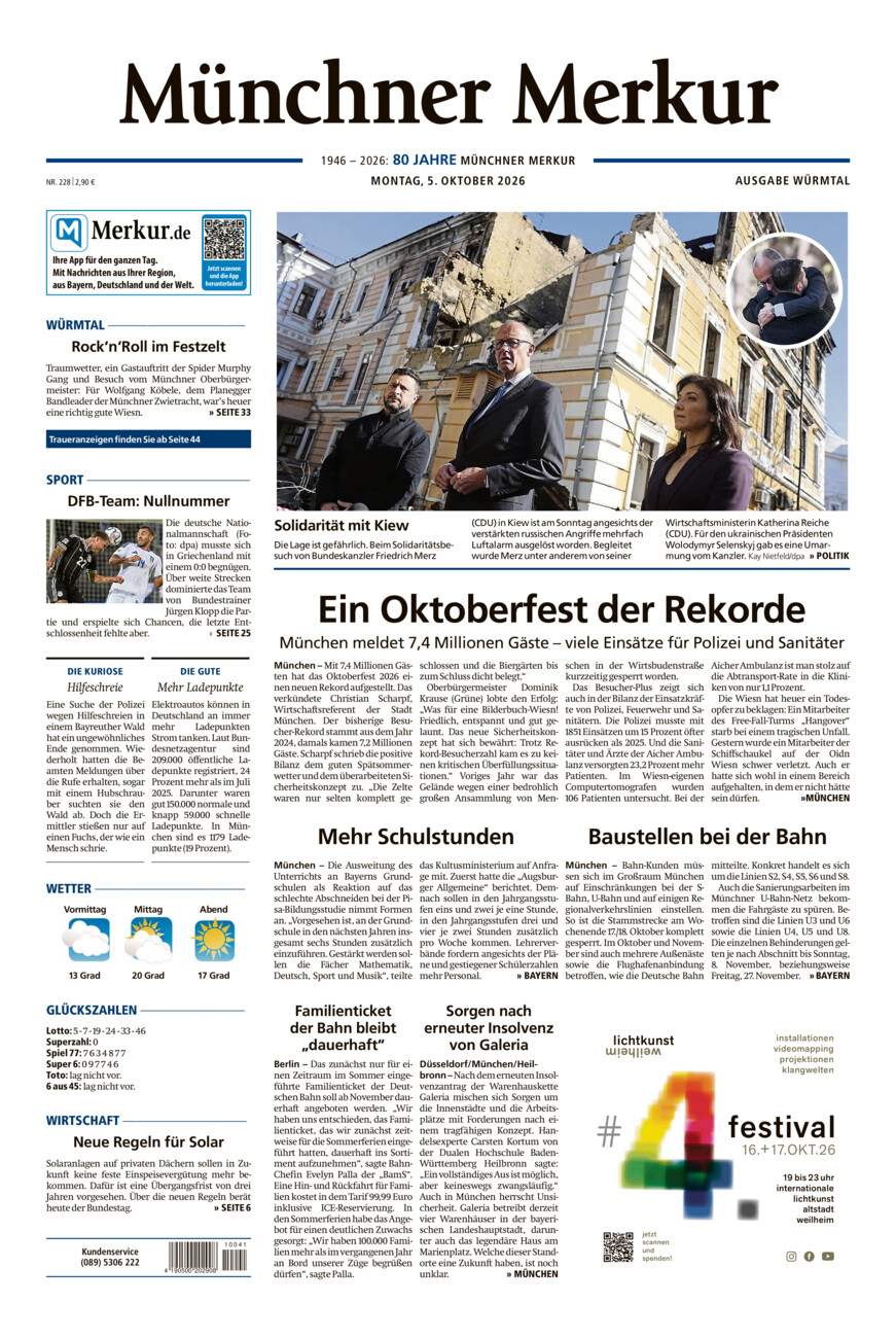 Münchner Merkur - Würmtal vom Montag, 05.10.2026