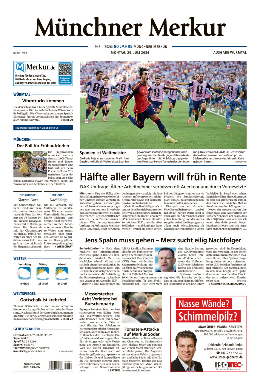 Münchner Merkur - Würmtal vom Montag, 20.07.2026
