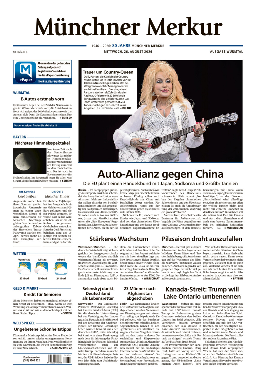 Münchner Merkur - Würmtal vom Mittwoch, 26.08.2026