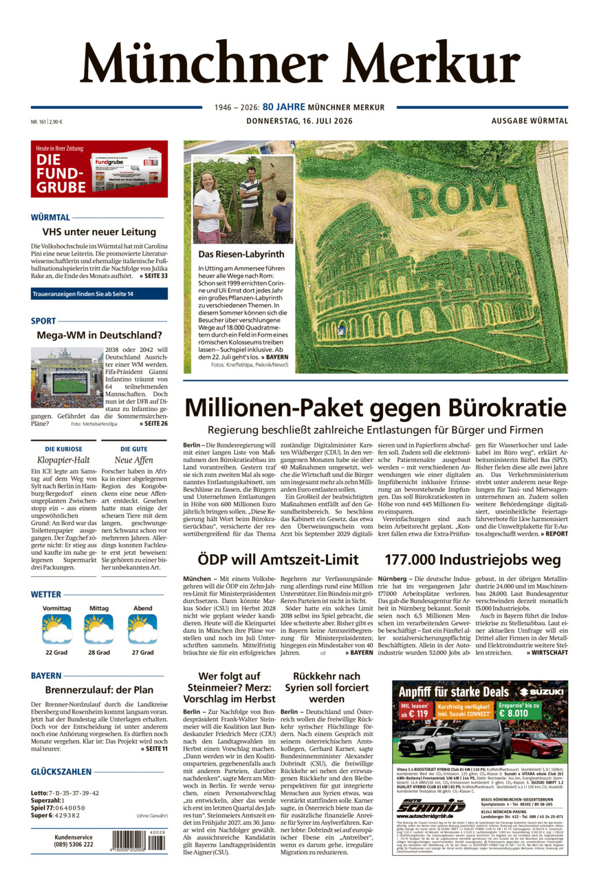 Münchner Merkur - Würmtal vom Donnerstag, 16.07.2026