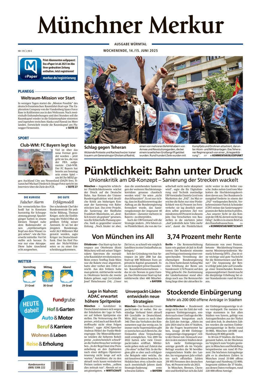 Münchner Merkur - Würmtal vom Samstag, 14.06.2025