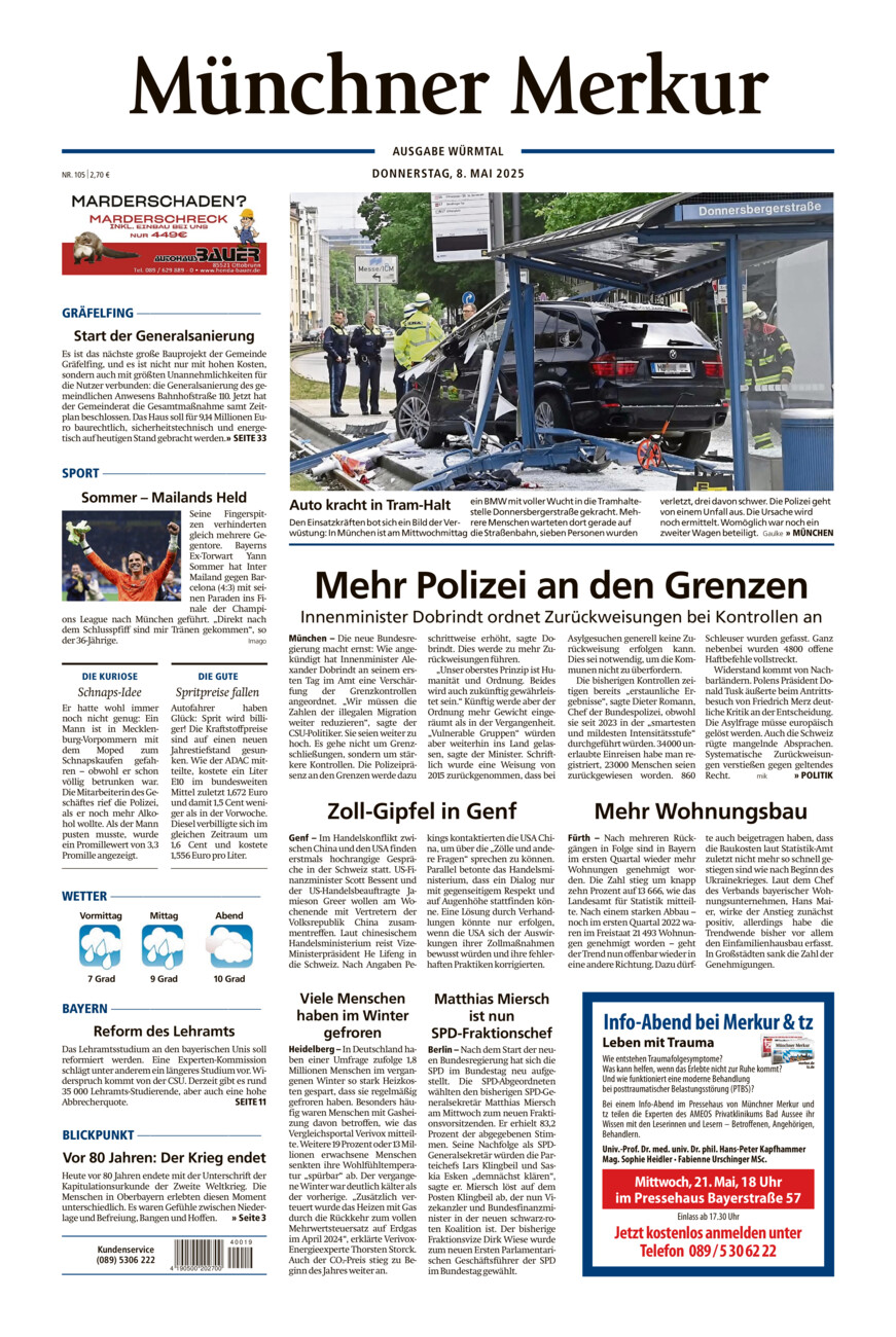 Münchner Merkur - Würmtal vom Donnerstag, 08.05.2025