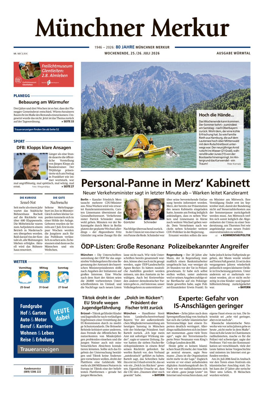 Münchner Merkur - Würmtal vom Samstag, 25.07.2026