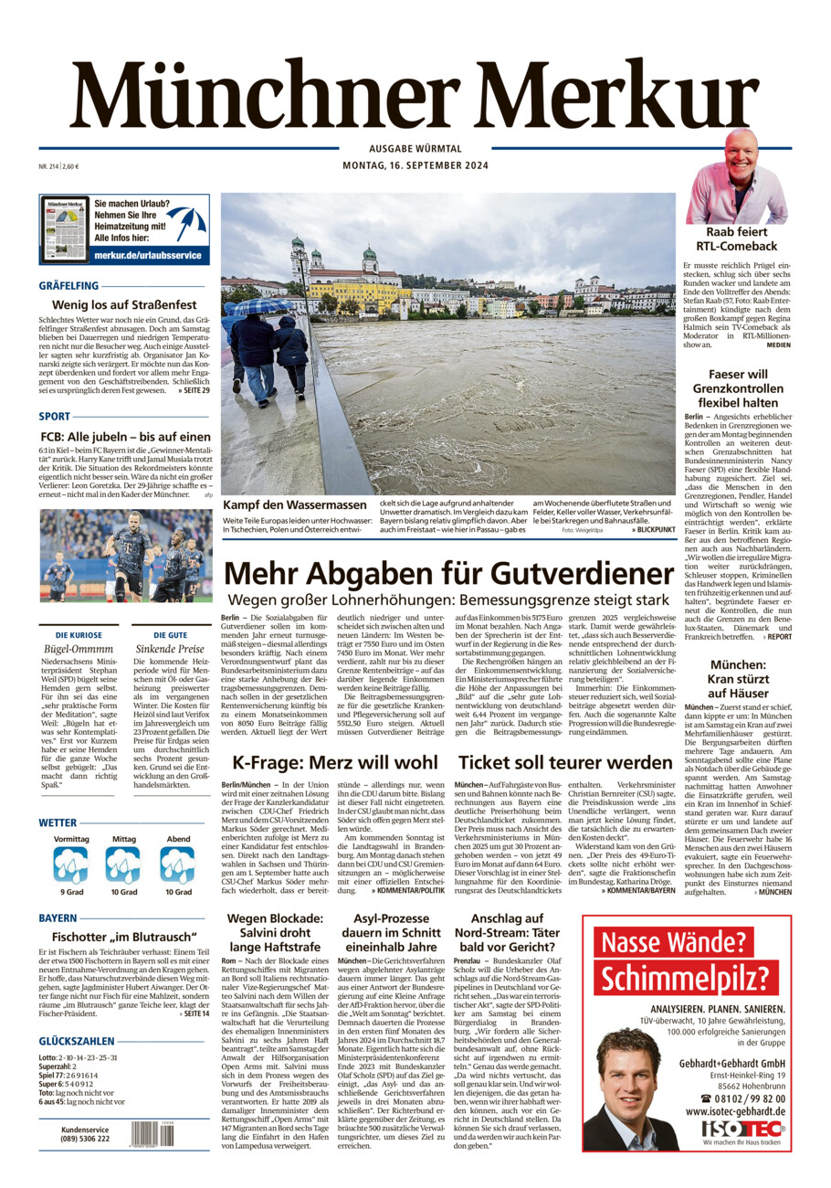 Münchner Merkur - Würmtal vom Montag, 16.09.2024