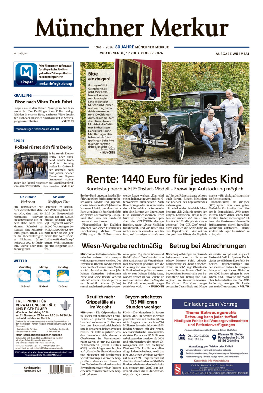 Münchner Merkur - Würmtal vom Samstag, 17.10.2026