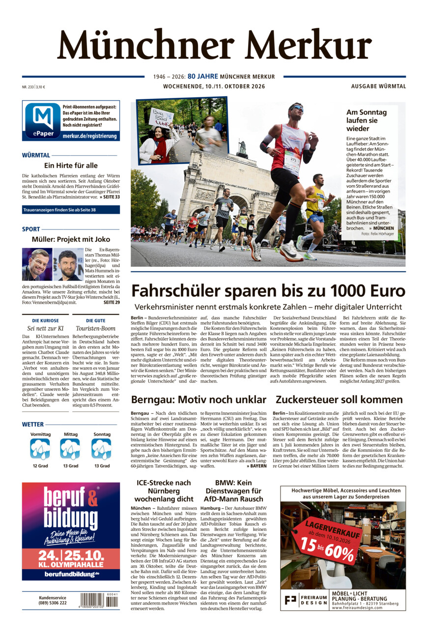 Münchner Merkur - Würmtal vom Samstag, 10.10.2026