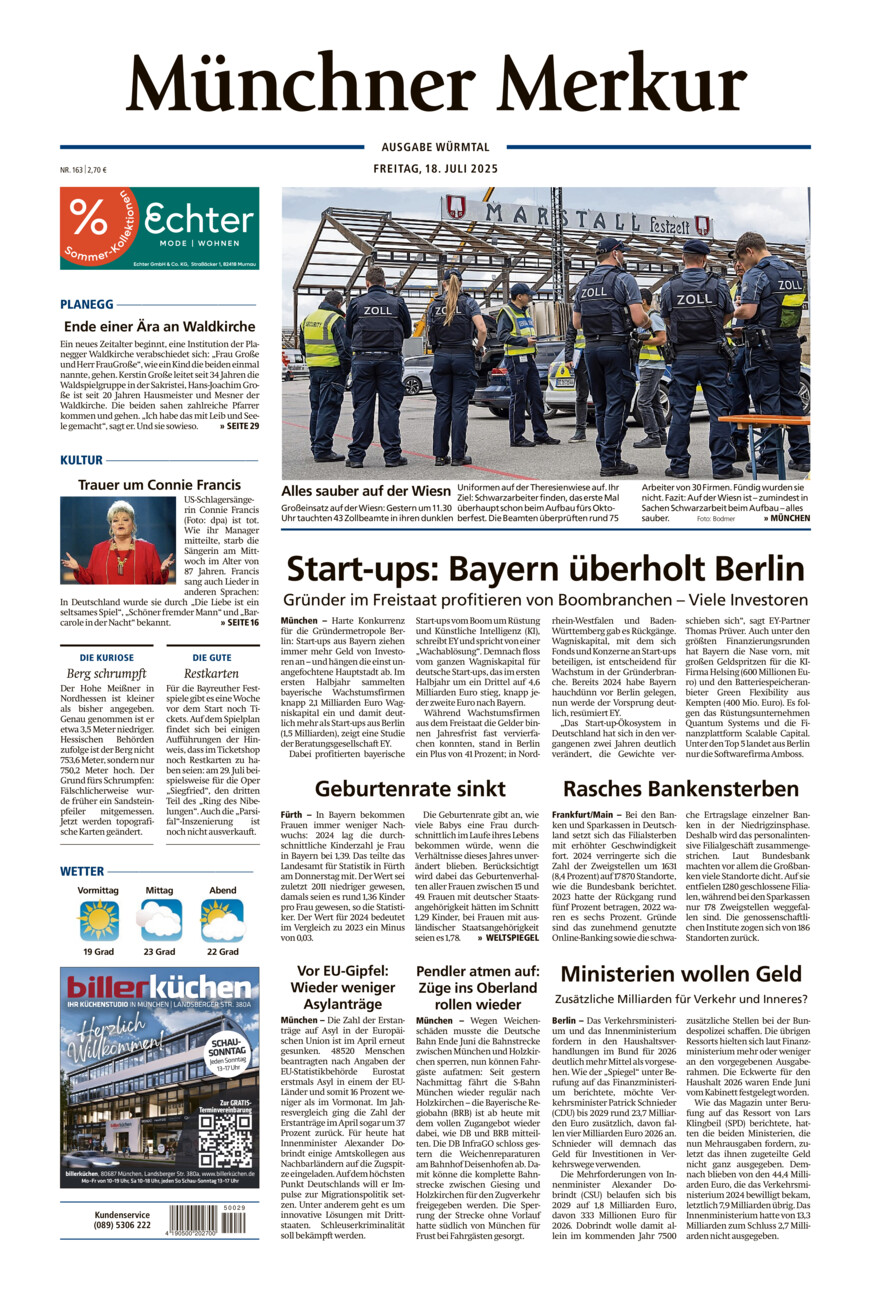 Münchner Merkur - Würmtal vom Freitag, 18.07.2025