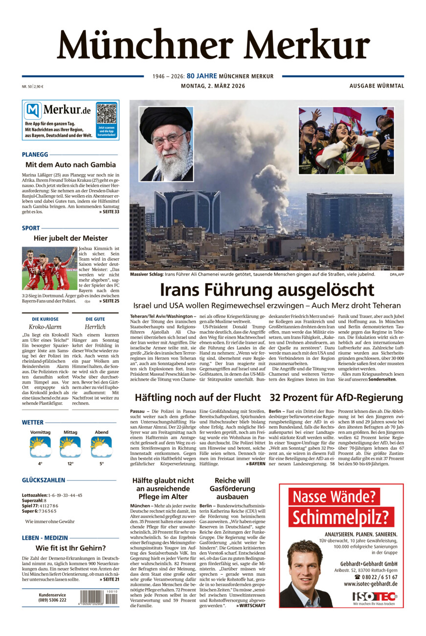 Münchner Merkur - Würmtal vom Montag, 02.03.2026