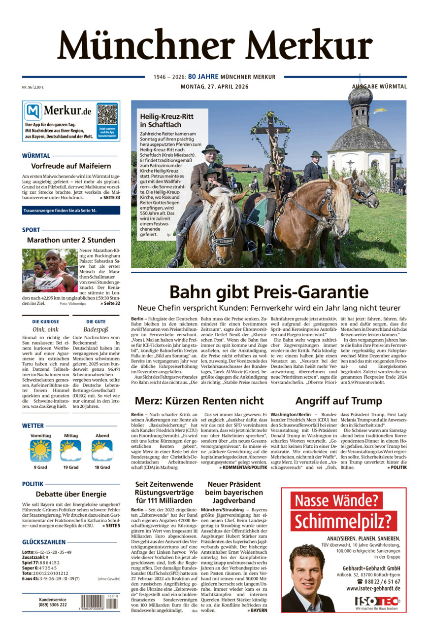 Münchner Merkur - Würmtal vom Montag, 27.04.2026