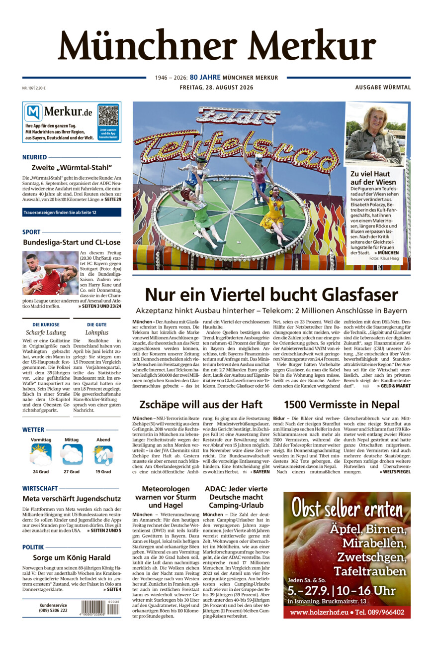 Münchner Merkur - Würmtal vom Freitag, 28.08.2026