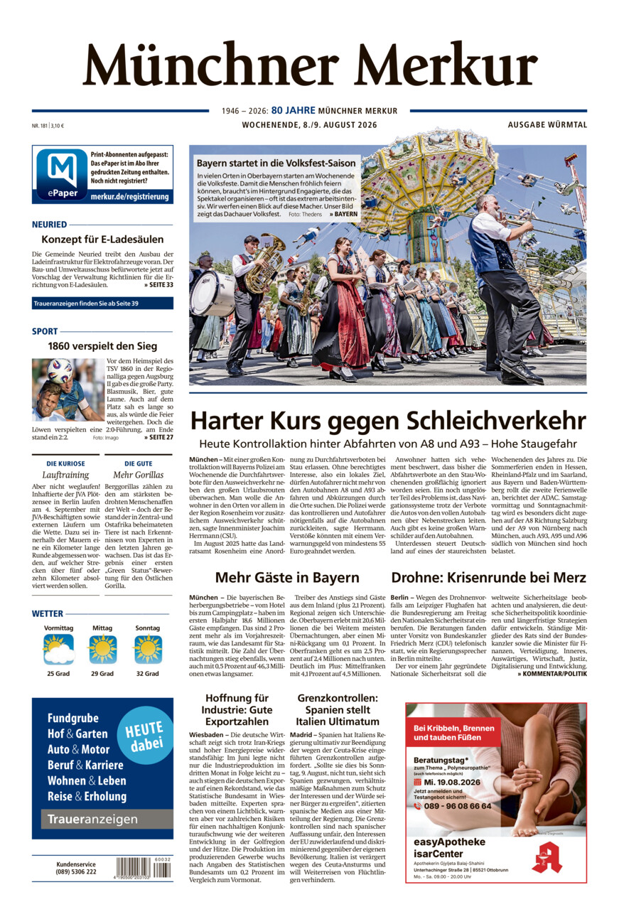 Münchner Merkur - Würmtal vom Samstag, 08.08.2026