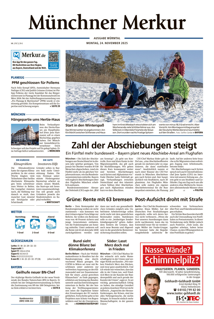 Münchner Merkur - Würmtal vom Montag, 24.11.2025