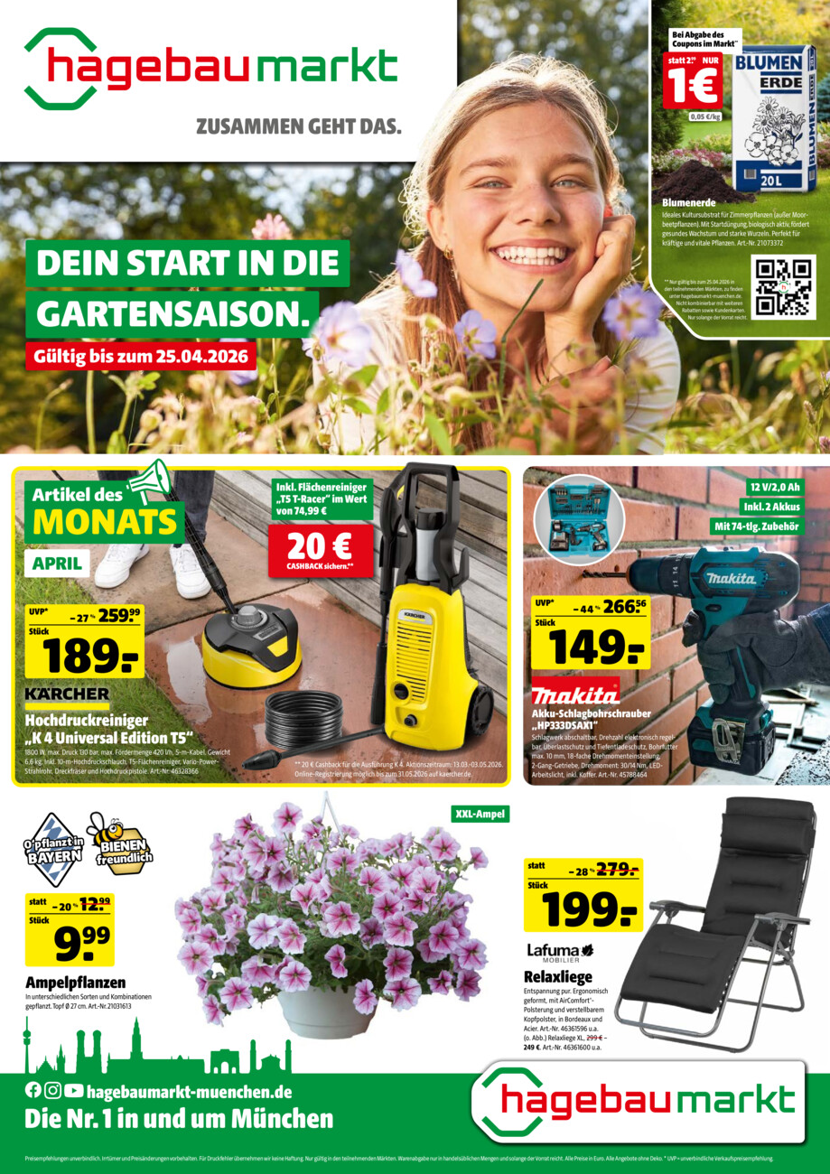Hagebaumarkt vom Samstag, 18.04.2026