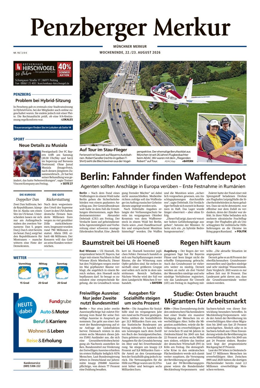 Penzberger Merkur vom Samstag, 22.08.2026