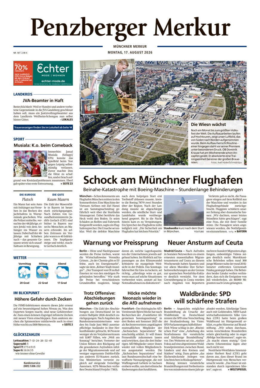 Penzberger Merkur vom Montag, 17.08.2026