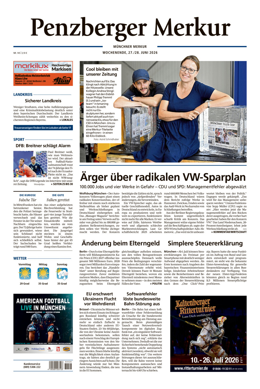 Penzberger Merkur vom Samstag, 27.06.2026