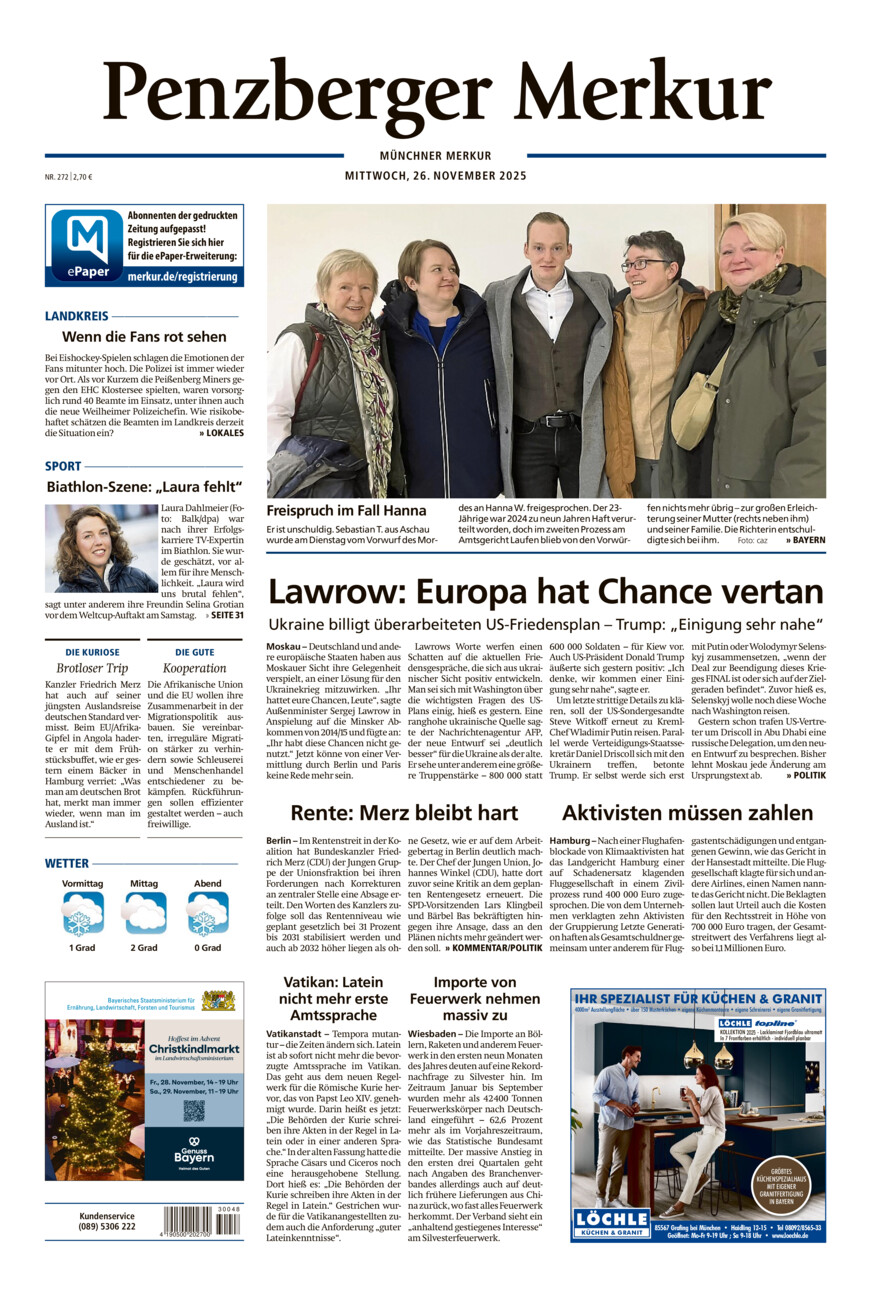 Penzberger Merkur vom Mittwoch, 26.11.2025