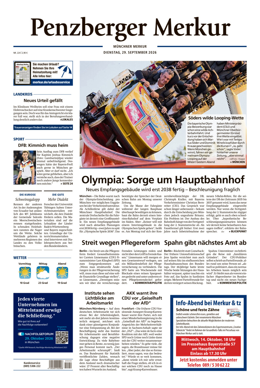 Penzberger Merkur vom Dienstag, 29.09.2026