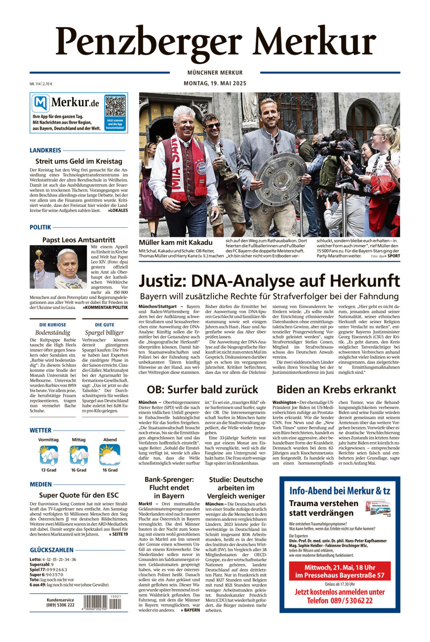Penzberger Merkur vom Montag, 19.05.2025
