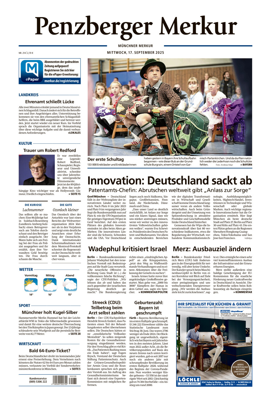 Penzberger Merkur vom Mittwoch, 17.09.2025